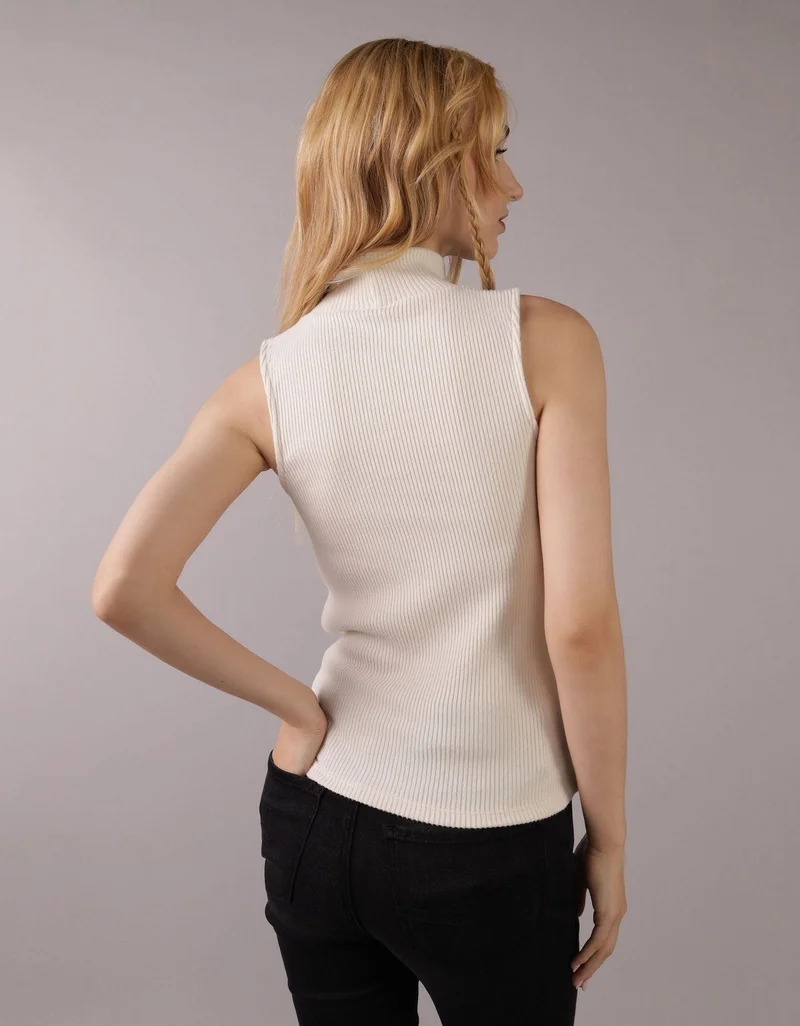 American Eagle AE Ribbed Mock Neck Tank Top